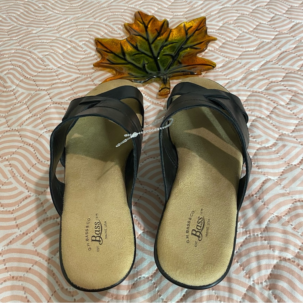 G.H. Bass & Co. Mabel Wedge Sandals BLACK SIZE 9 W - Picture 9 of 12